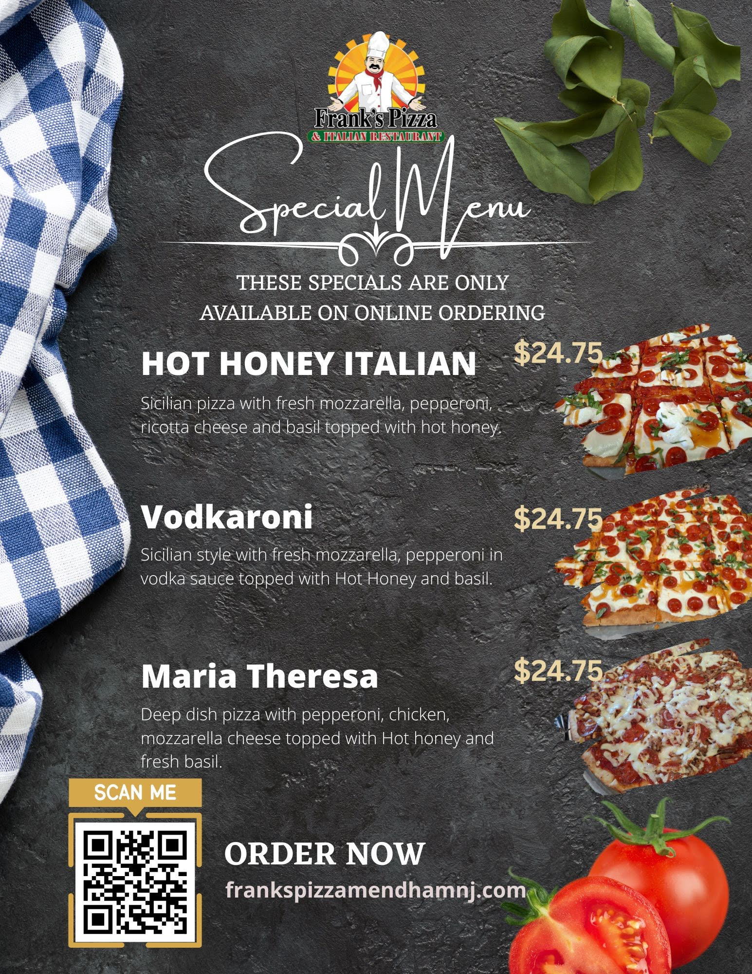 franks mendham new pizzas